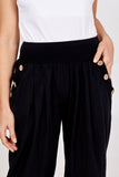 White Button Pocket Detail Harem Pants For Women ONE SIZE - Dropwear