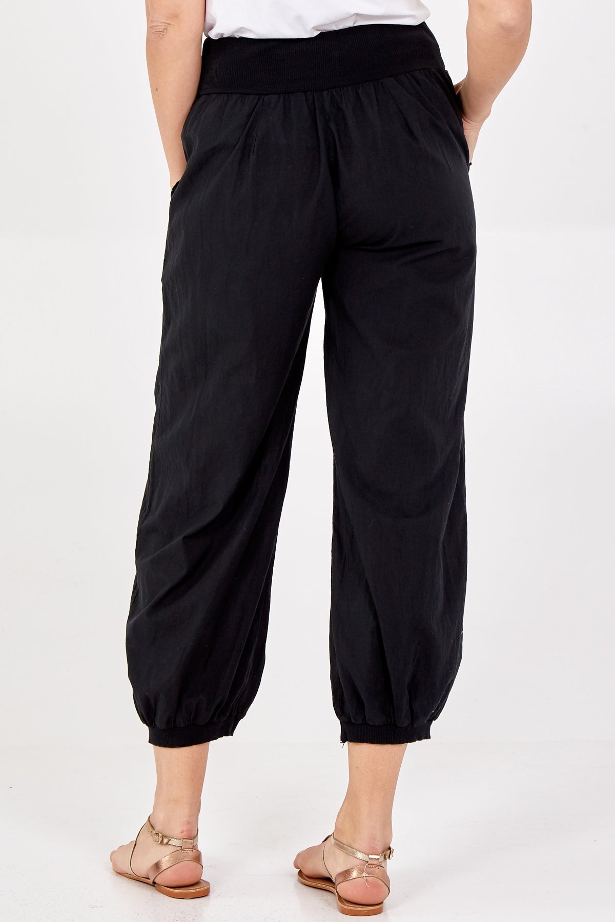 Navy Button Pocket Detail Harem Pants For Women ONE SIZE - Dropwear