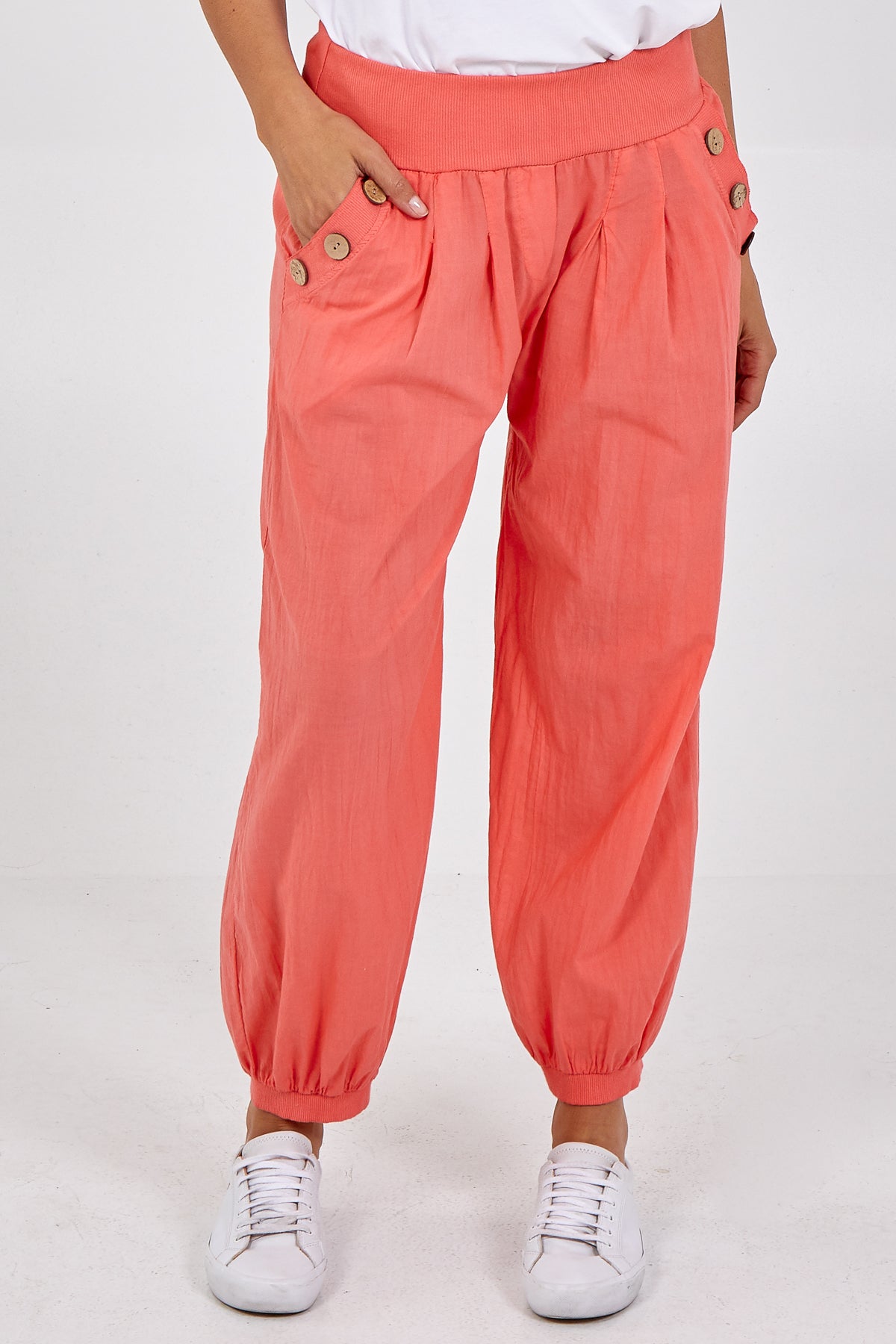 Charcoal Button Pocket Detail Harem Pants For Women ONE SIZE - Dropwear