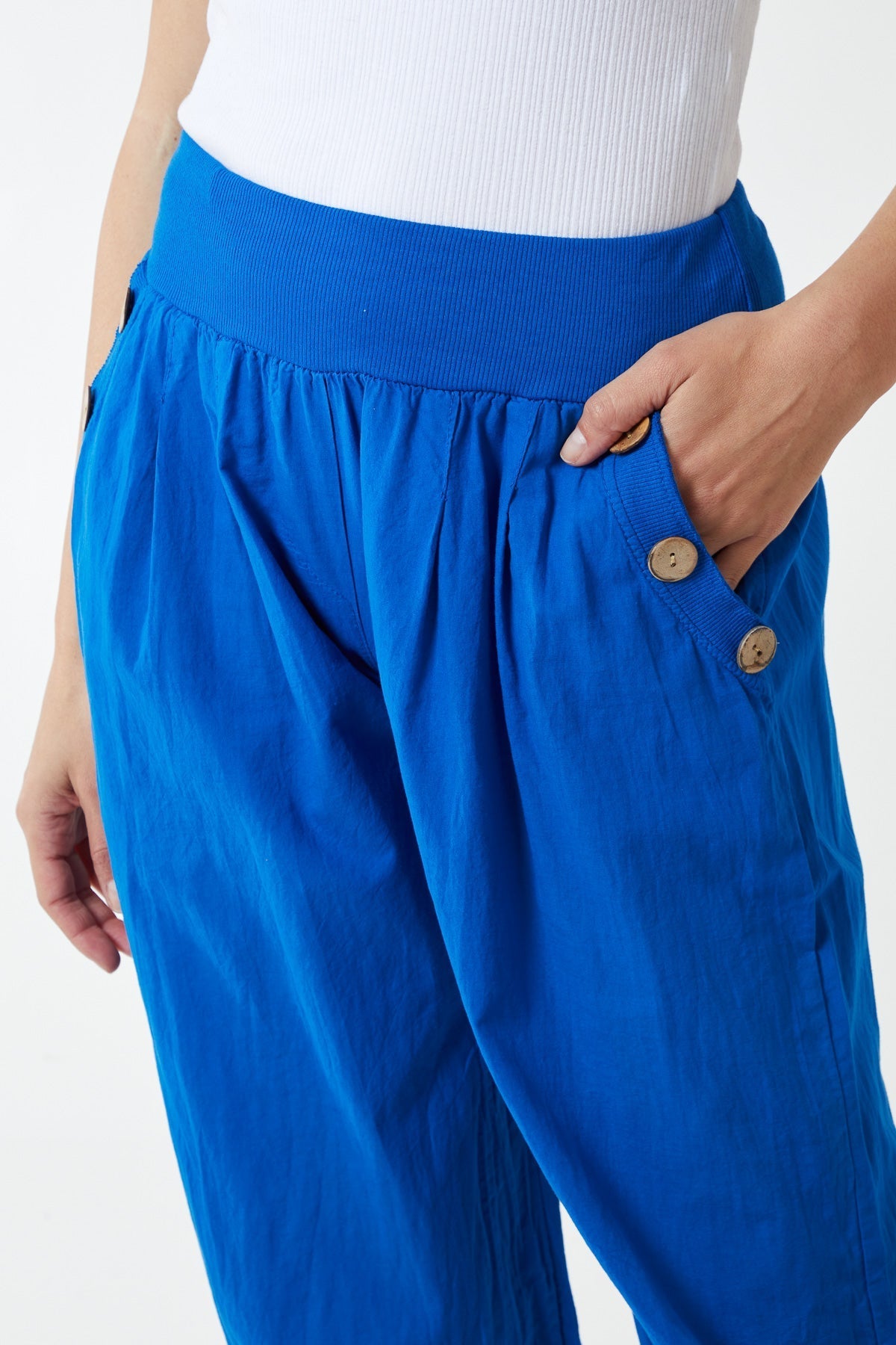 Orange Button Pocket Detail Harem Pants For Women ONE SIZE - Dropwear