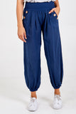 Pink Button Pocket Detail Harem Pants For Women ONE SIZE - Dropwear