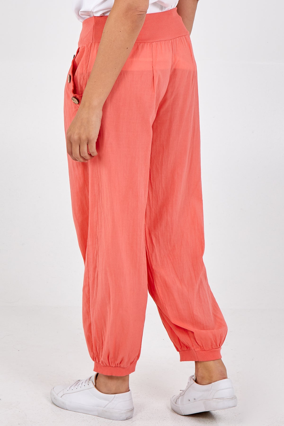 Royal Blue Button Pocket Detail Harem Pants For Women ONE SIZE - Dropwear