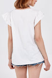 Scoop Neck Frill Sleeve Top With Necklace For Women  - Dropwear