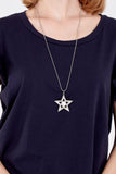 Scoop Neck Frill Sleeve Top With Necklace For Women  - Dropwear