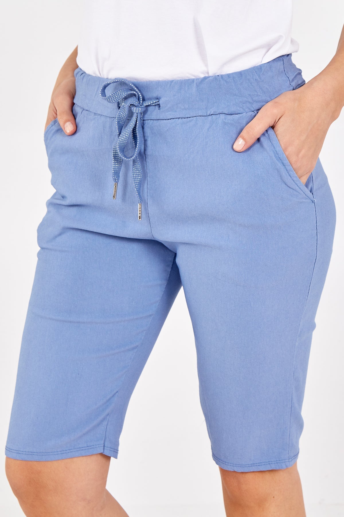 Stone Plus Size Magic Plain Drawstring Shorts For Women 18 - Dropwear
