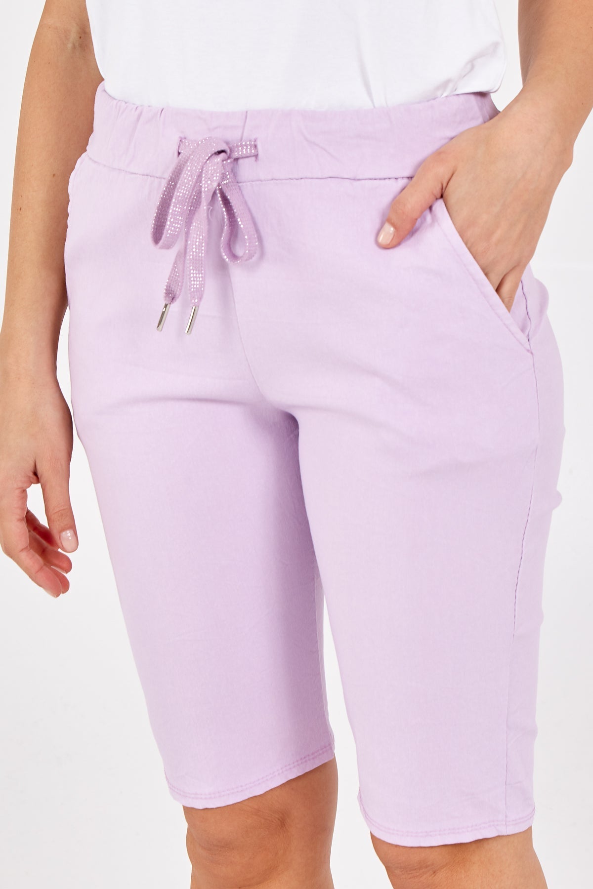 Grey Plus Size Magic Plain Drawstring Shorts For Women 18 - Dropwear