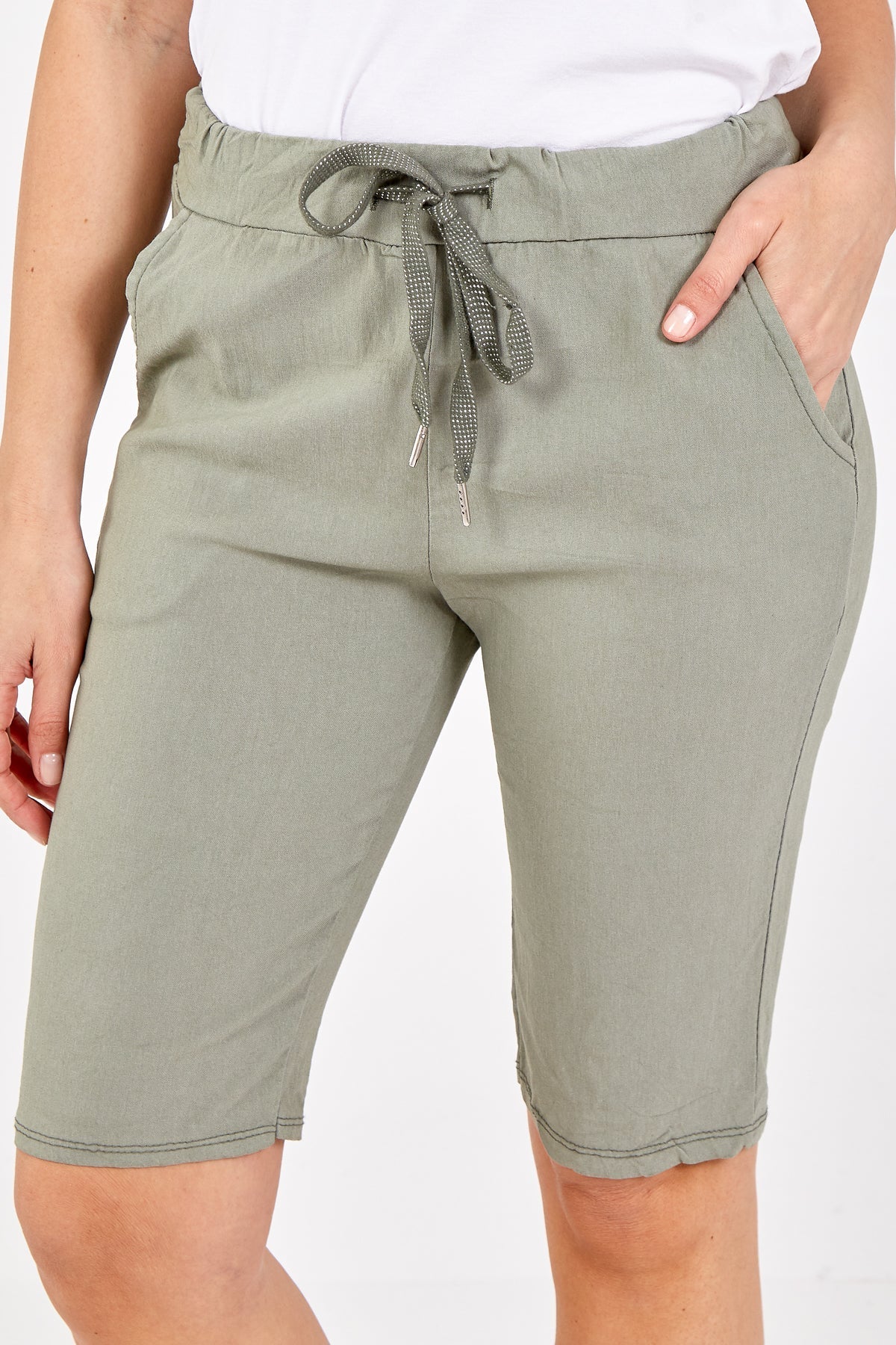 Lime Plus Size Magic Plain Drawstring Shorts For Women 18 - Dropwear