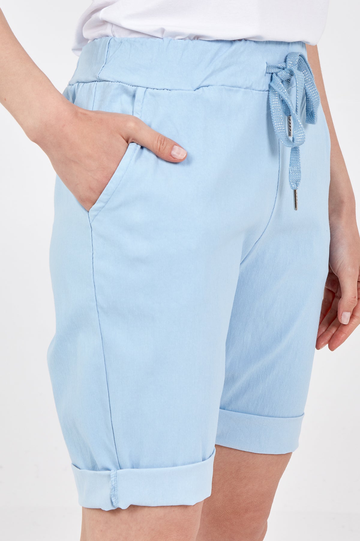 Denim Magic Plain Drawstring Shorts For Women 12 - Dropwear