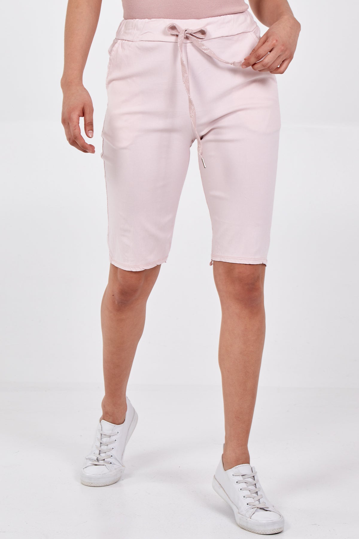 Lime Plus Size Magic Plain Drawstring Shorts For Women 20 - Dropwear