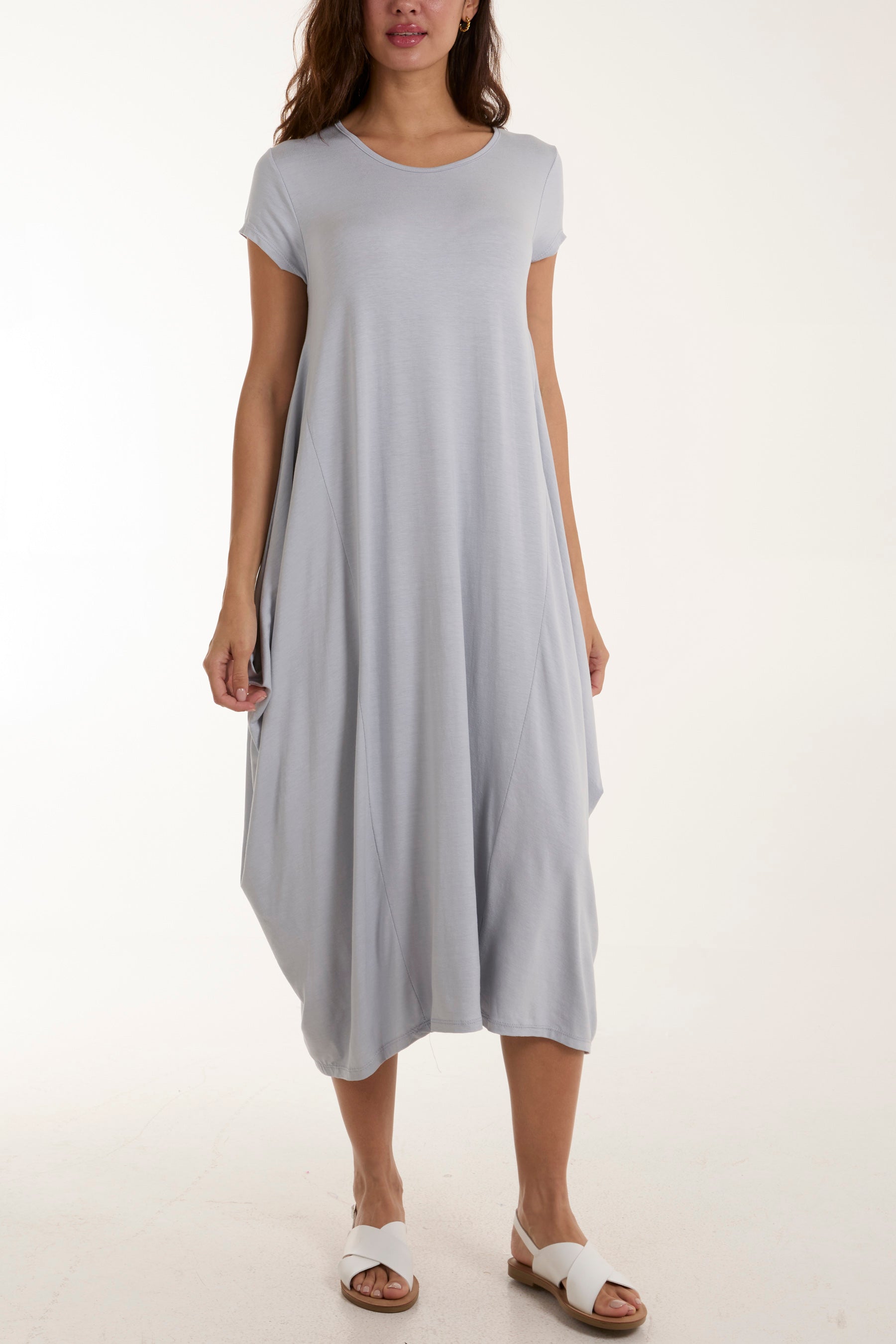 Cap Sleeve Plain Parachute Dress For Women  - Dropwear