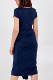 Charcoal Cap Sleeve Plain Parachute Dress For Women ONE SIZE - Dropwear