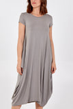 Cap Sleeve Plain Parachute Dress For Women  - Dropwear