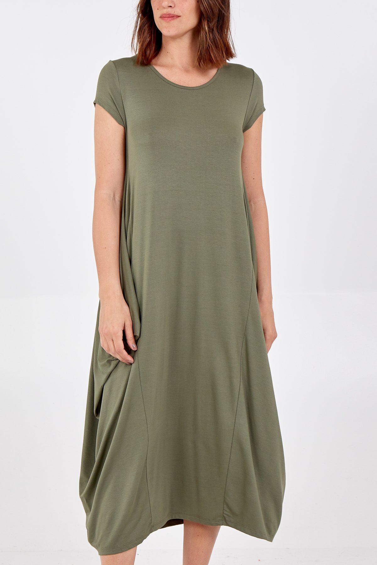 Coral Cap Sleeve Plain Parachute Dress For Women ONE SIZE - Dropwear