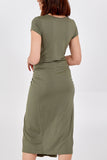 Navy Cap Sleeve Plain Parachute Dress For Women ONE SIZE - Dropwear