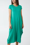 Cap Sleeve Plain Parachute Dress For Women  - Dropwear