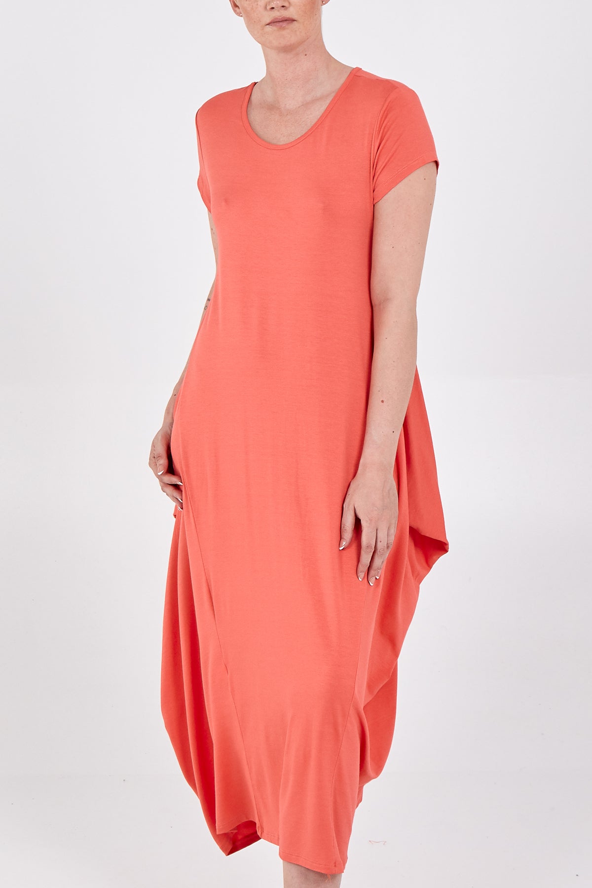 Cap Sleeve Plain Parachute Dress For Women  - Dropwear