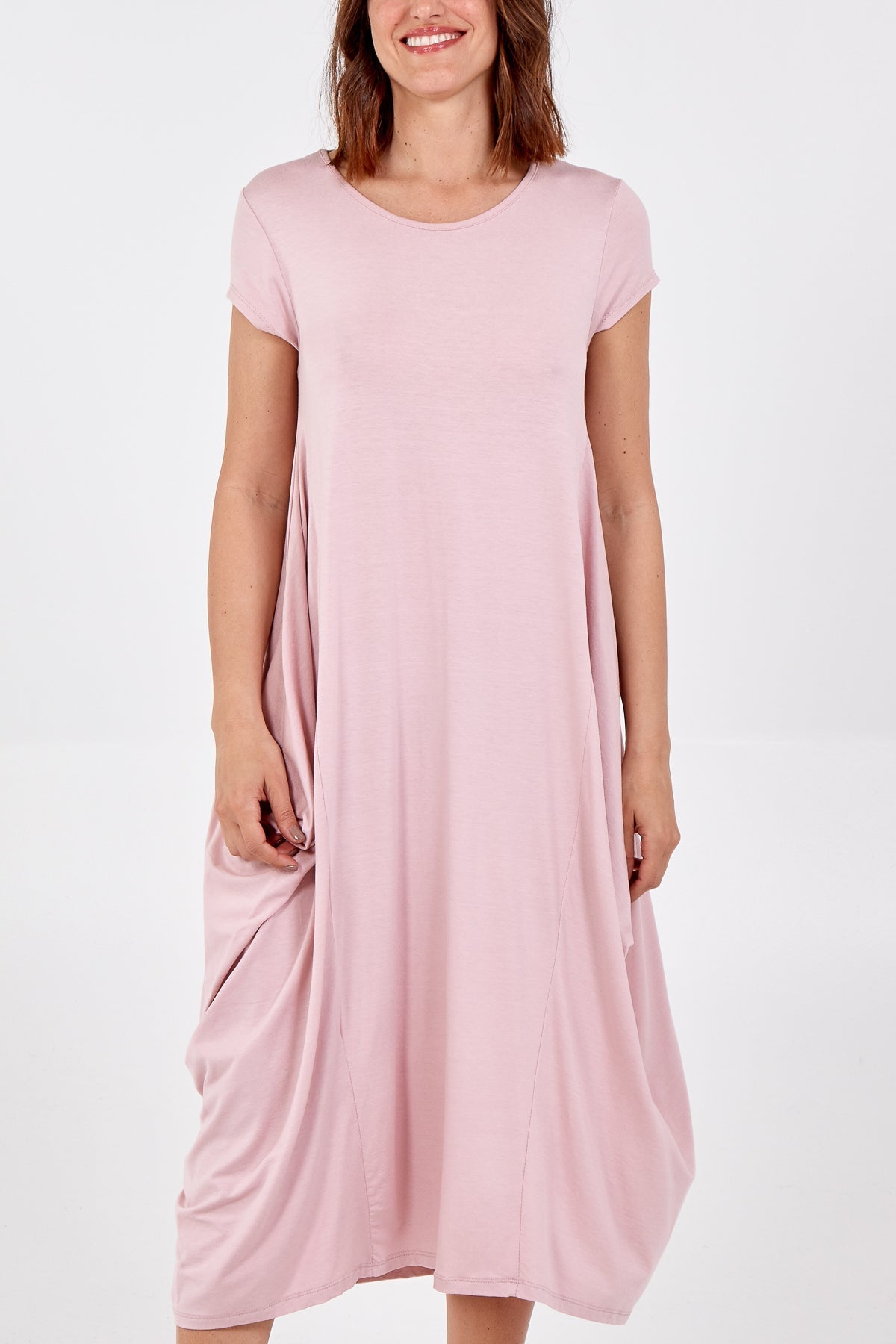 Hot Pink Cap Sleeve Plain Parachute Dress For Women ONE SIZE - Dropwear