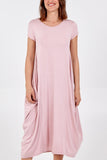 Hot Pink Cap Sleeve Plain Parachute Dress For Women ONE SIZE - Dropwear