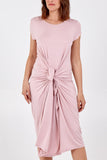 Blue Cap Sleeve Plain Parachute Dress For Women ONE SIZE - Dropwear