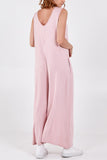 Blush Sleeveless Plain V-Neck Jumpsuit For Women ONE SIZE - Dropwear