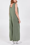 Sleeveless Plain V-Neck Jumpsuit For Women  - Dropwear