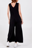 Sleeveless Plain V-Neck Jumpsuit For Women  - Dropwear