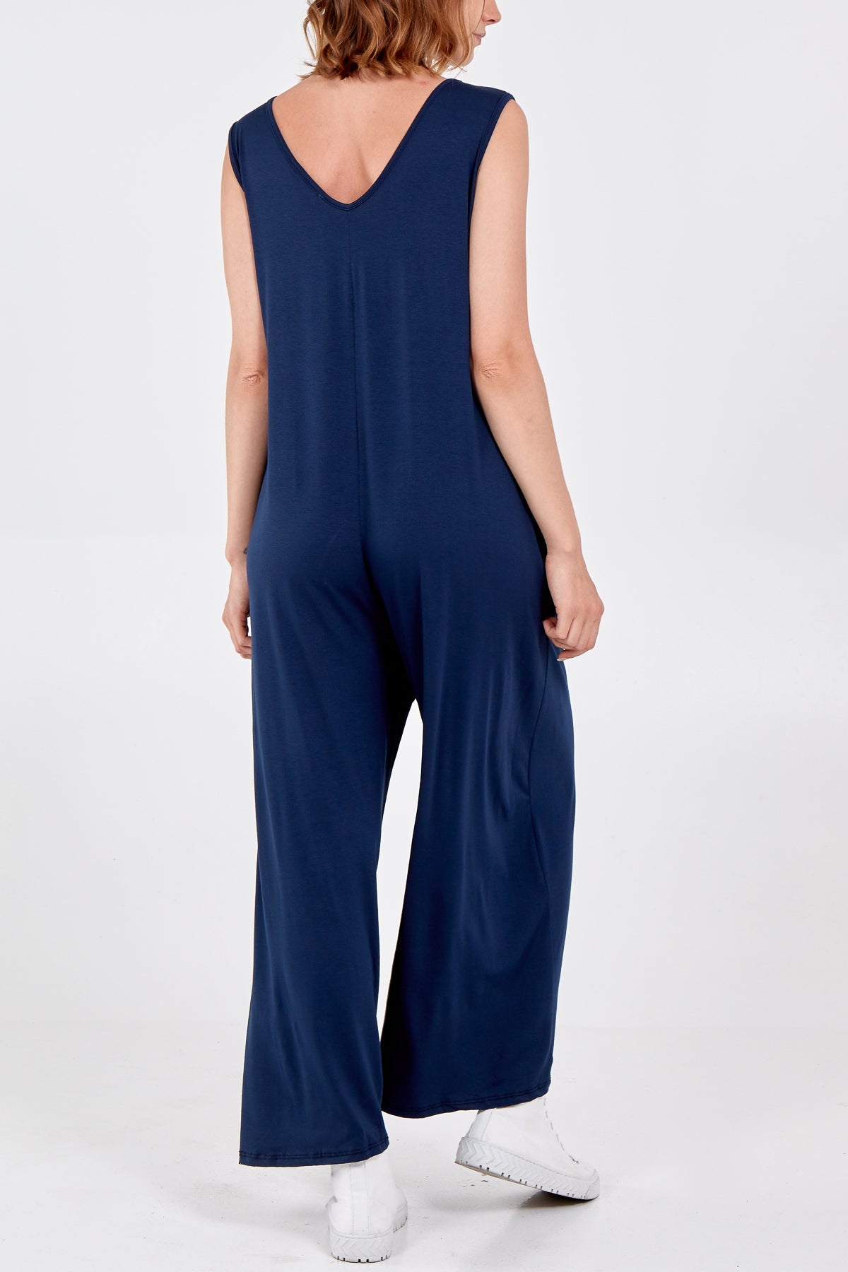 Coral Sleeveless Plain V-Neck Jumpsuit For Women ONE SIZE - Dropwear