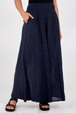 Leopard Print Ruched Waist Wide Leg Trousers For Women  - Dropwear