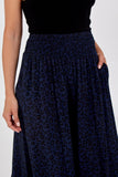 Leopard Print Ruched Waist Wide Leg Trousers For Women  - Dropwear