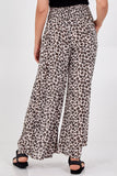Leopard Print Ruched Waist Wide Leg Trousers For Women  - Dropwear