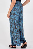 Leopard Print Ruched Waist Wide Leg Trousers For Women  - Dropwear