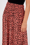 Leopard Print Ruched Waist Wide Leg Trousers For Women  - Dropwear