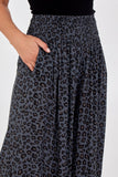 Jade Leopard Print Ruched Waist Wide Leg Trousers For Women ONE SIZE - Dropwear