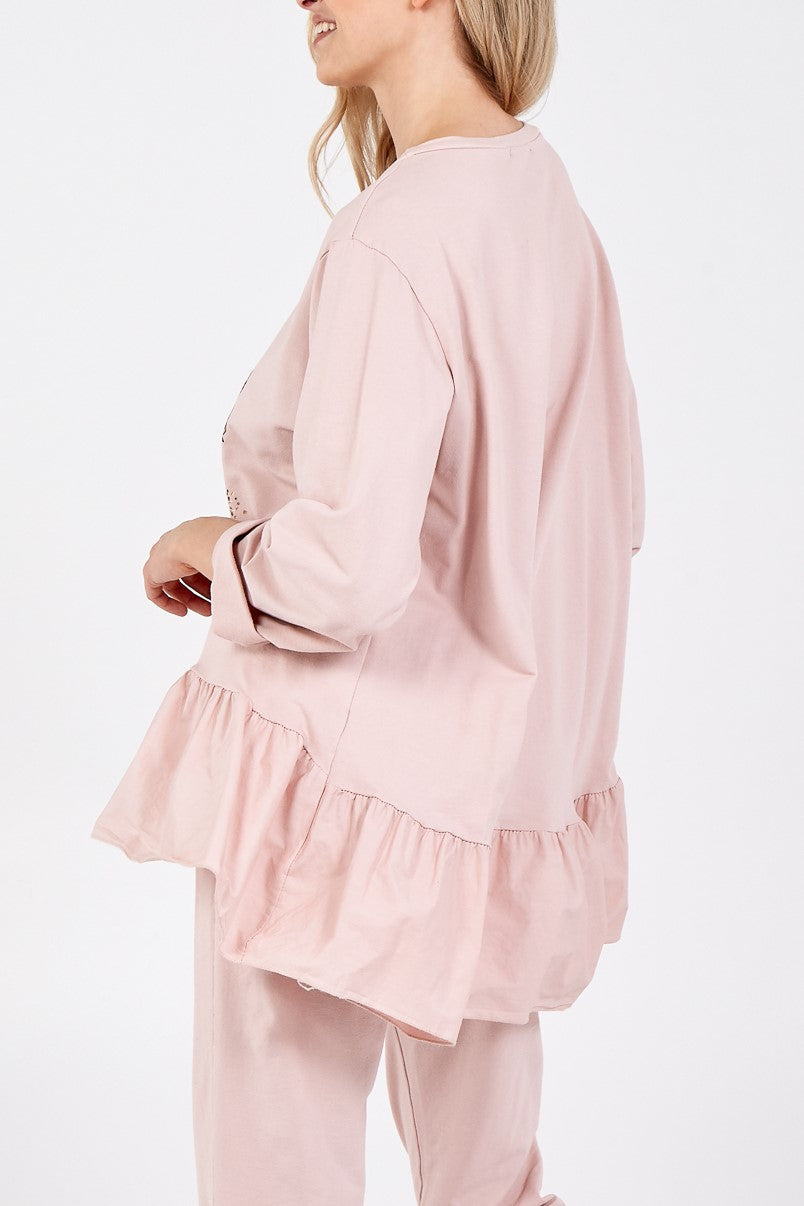 Butterfly Frill Hem Sweatshirt For Women  - Dropwear