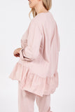 Butterfly Frill Hem Sweatshirt For Women  - Dropwear