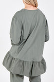 Khaki Butterfly Frill Hem Sweatshirt For Women ONE SIZE - Dropwear