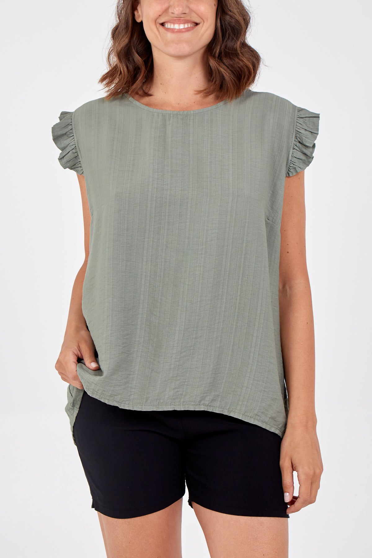 Bubblegum Pink Linen Look Top Back Button For Women ONE SIZE - Dropwear