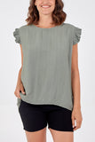 Bubblegum Pink Linen Look Top Back Button For Women ONE SIZE - Dropwear