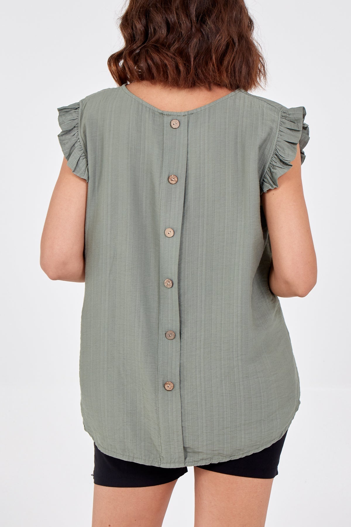 Lime Linen Look Top Back Button For Women ONE SIZE - Dropwear