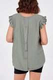 Lime Linen Look Top Back Button For Women ONE SIZE - Dropwear