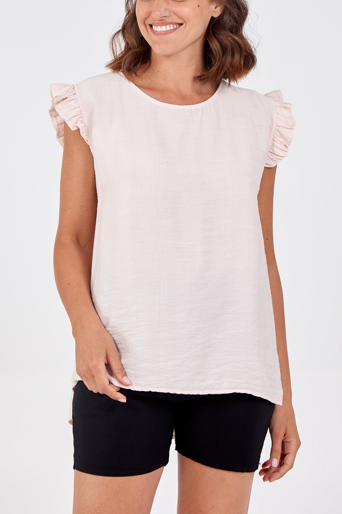 White Linen Look Top Back Button For Women ONE SIZE - Dropwear