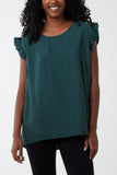Purple Linen Look Top Back Button For Women ONE SIZE - Dropwear