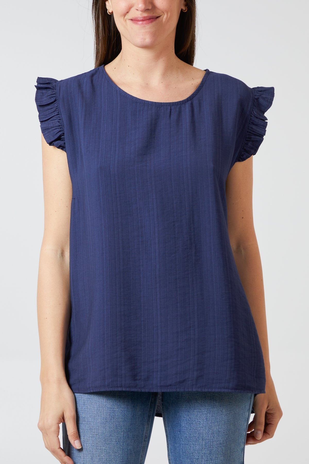 Linen Look Top Back Button For Women  - Dropwear