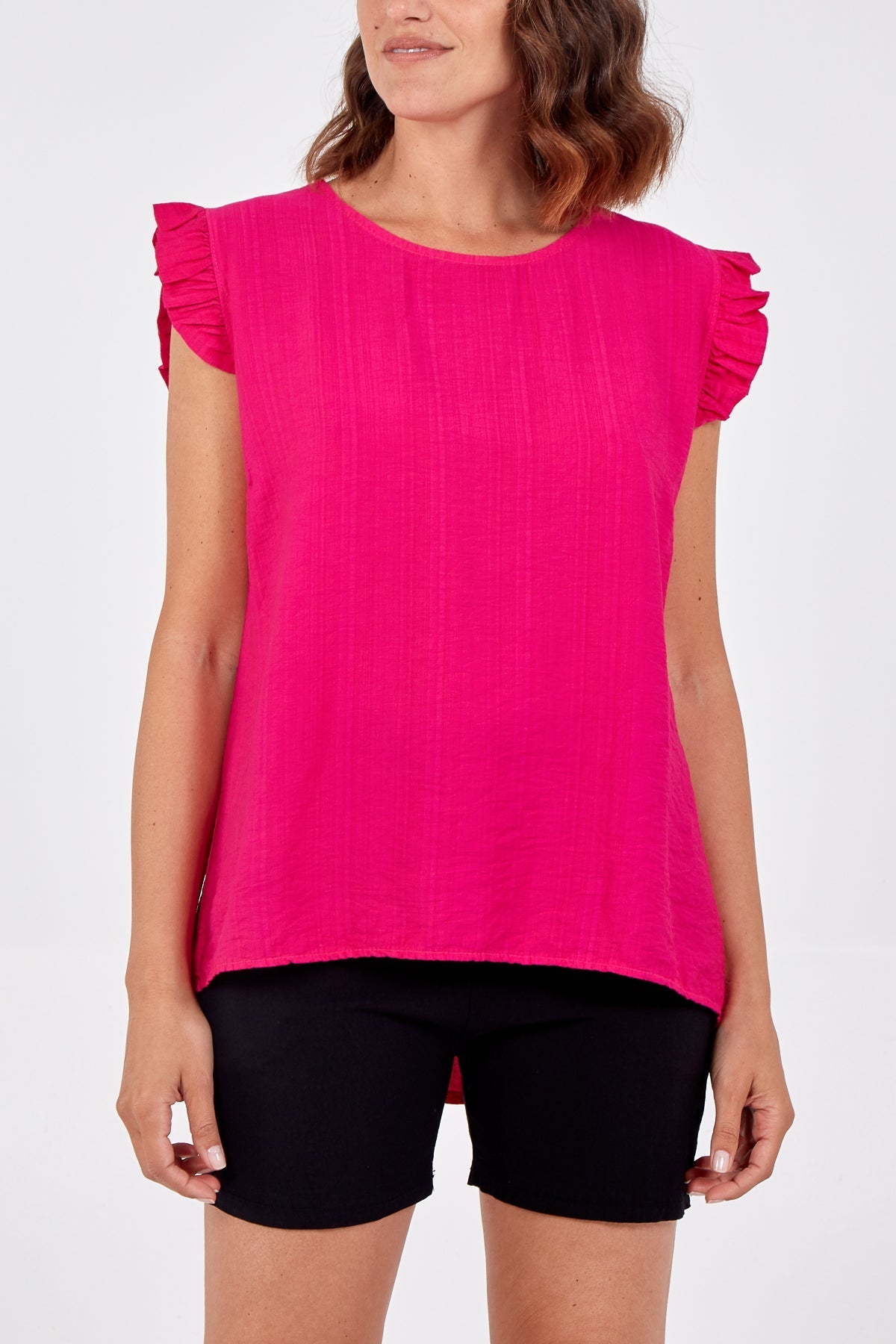 Purple Pattern Linen Look Top Back Button For Women ONE SIZE - Dropwear
