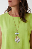 Linen Look Top Back Button For Women  - Dropwear
