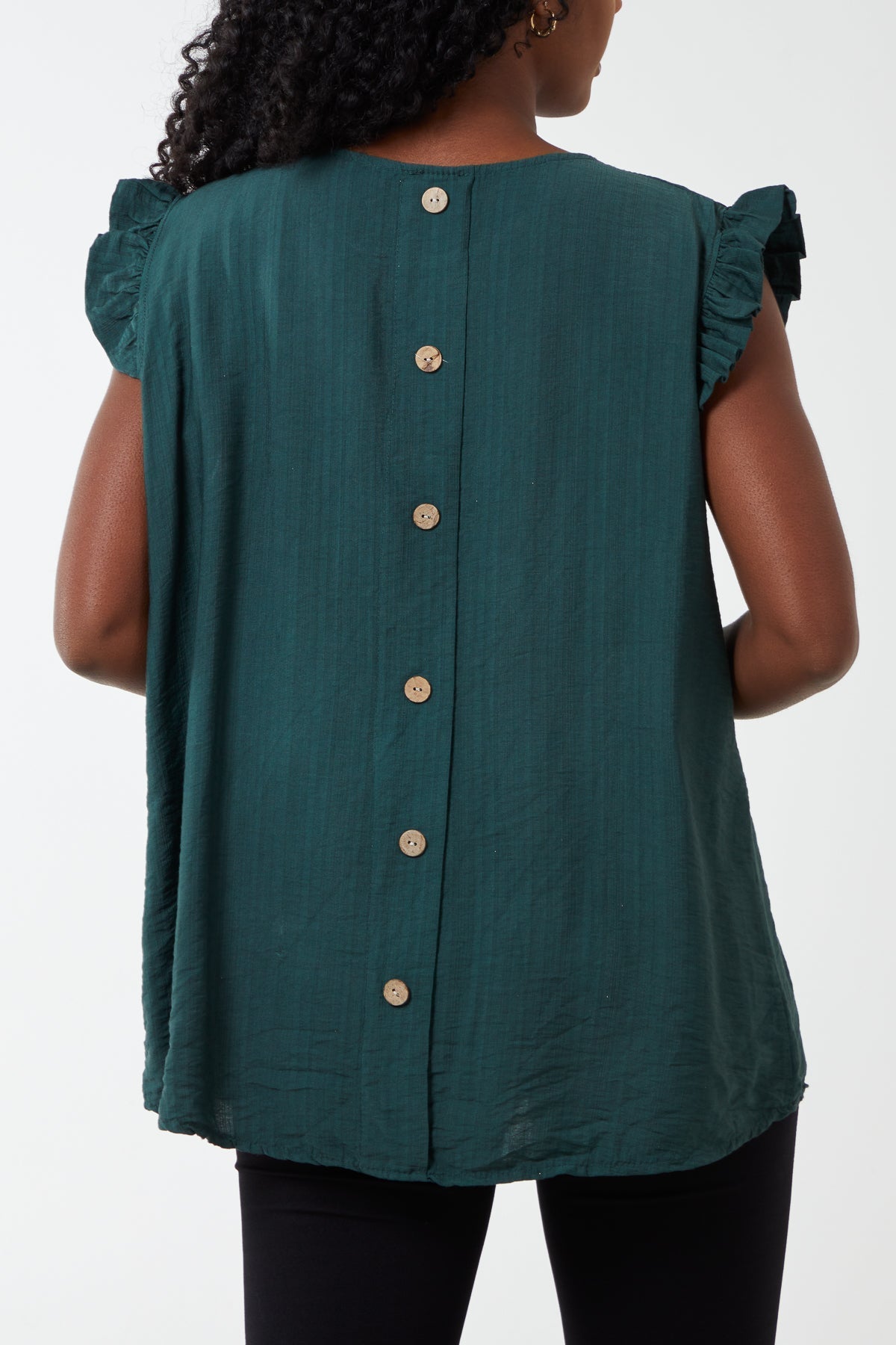 Cream Linen Look Top Back Button For Women ONE SIZE - Dropwear
