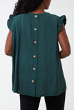 Cream Linen Look Top Back Button For Women ONE SIZE - Dropwear