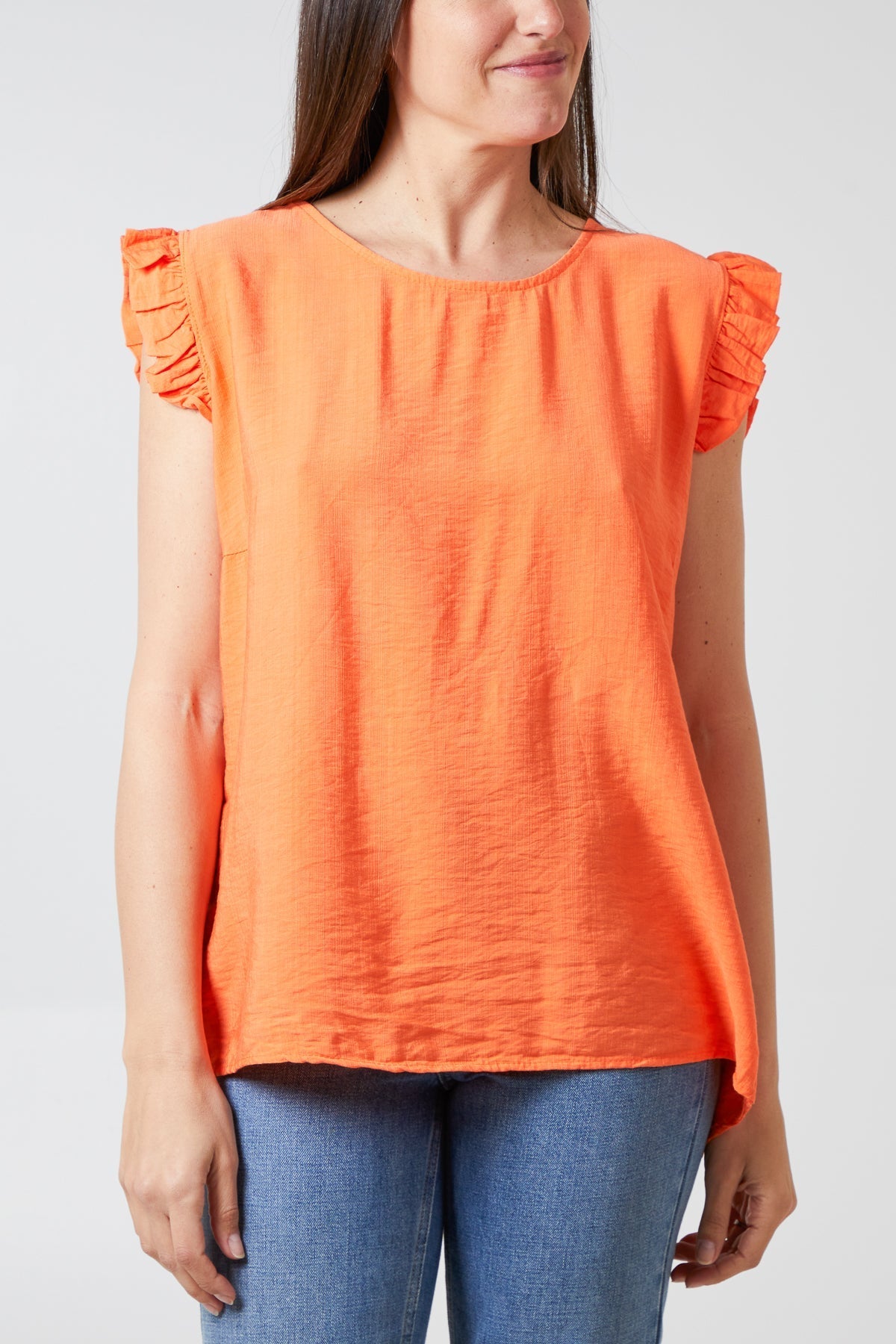 Linen Look Top Back Button For Women  - Dropwear