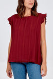 Linen Look Top Back Button For Women  - Dropwear