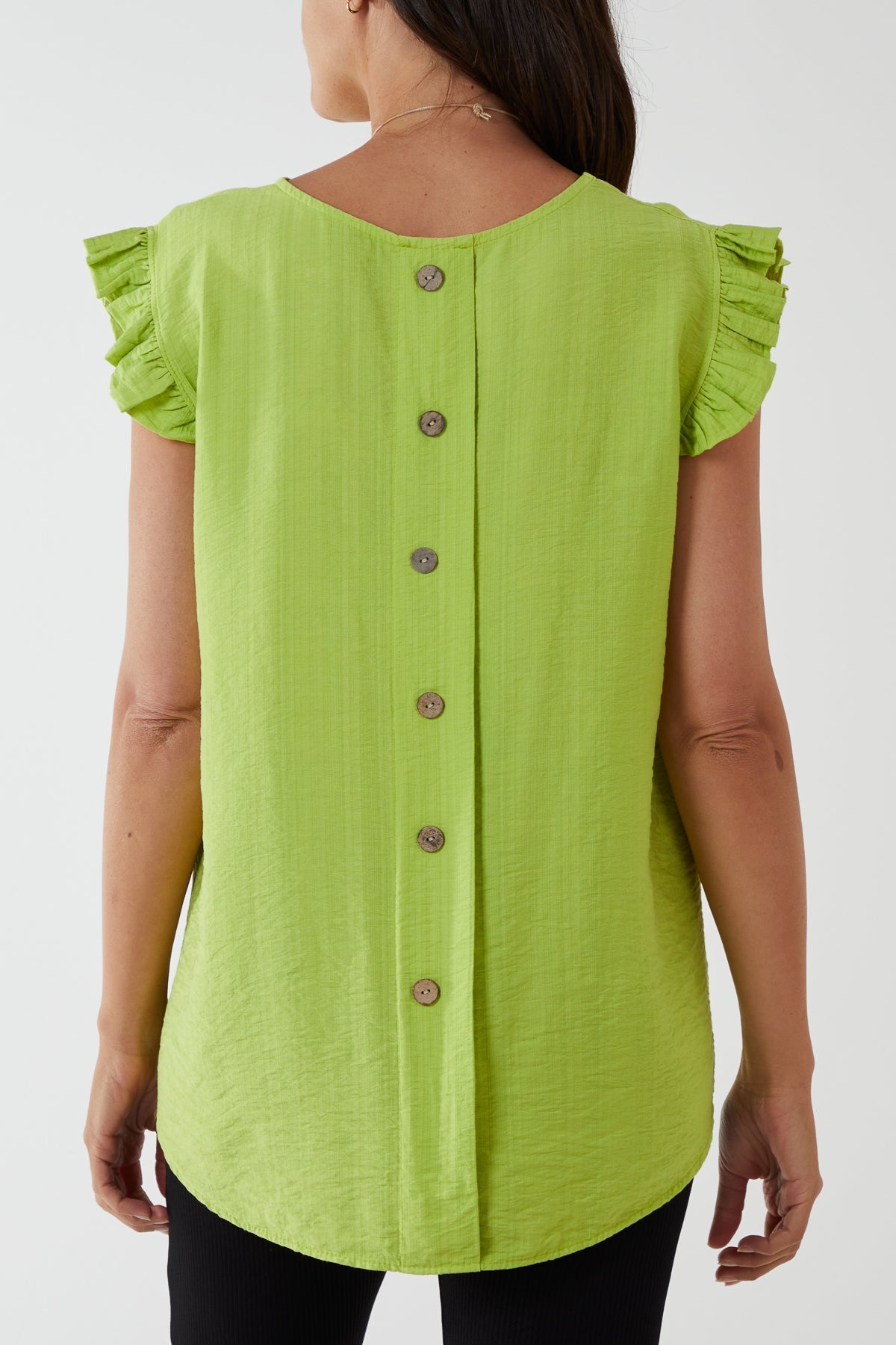 Linen Look Top Back Button For Women  - Dropwear